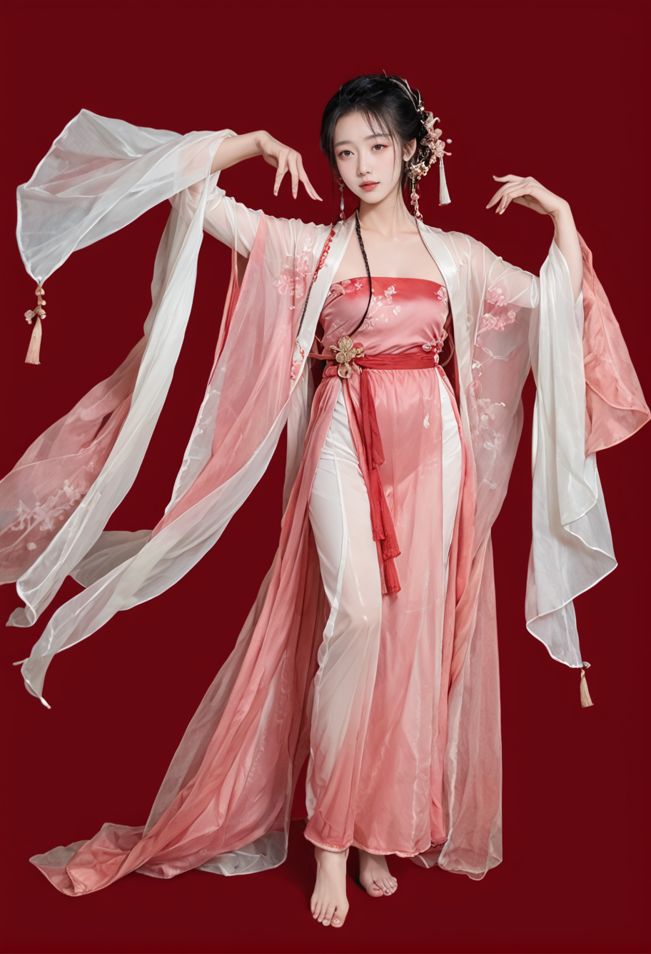 29469-1490734975-red background,1girl,solo,barefoot,chinese clothes,,ruanyi0758,hanfu,pink dress,see-through,shawl,wide sleeves,jewelry,_lora_075.png